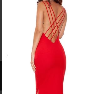 House of CB Red Strappy Backless Dress